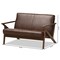 Baxton Studio Bianca Walnut Wood Dark Brown Distressed Faux Leather 2-Seater 140-7545 - alternate 2